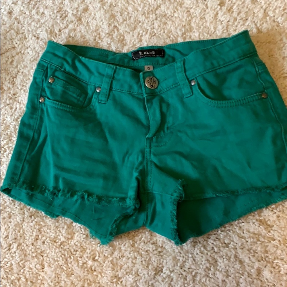 Green jean shorts size 0
